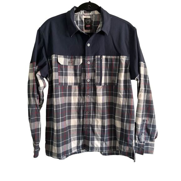 Men's Wrangler x ATG Overlay Plaid Flannel SZ LG Fall Winter Outdoorsy Rugged - Picture 2 of 6